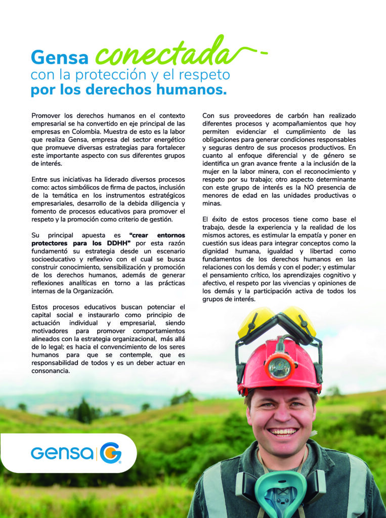 Link para conocer sobre Gensa conectada con la protección y el respeto por los derechos humanos.